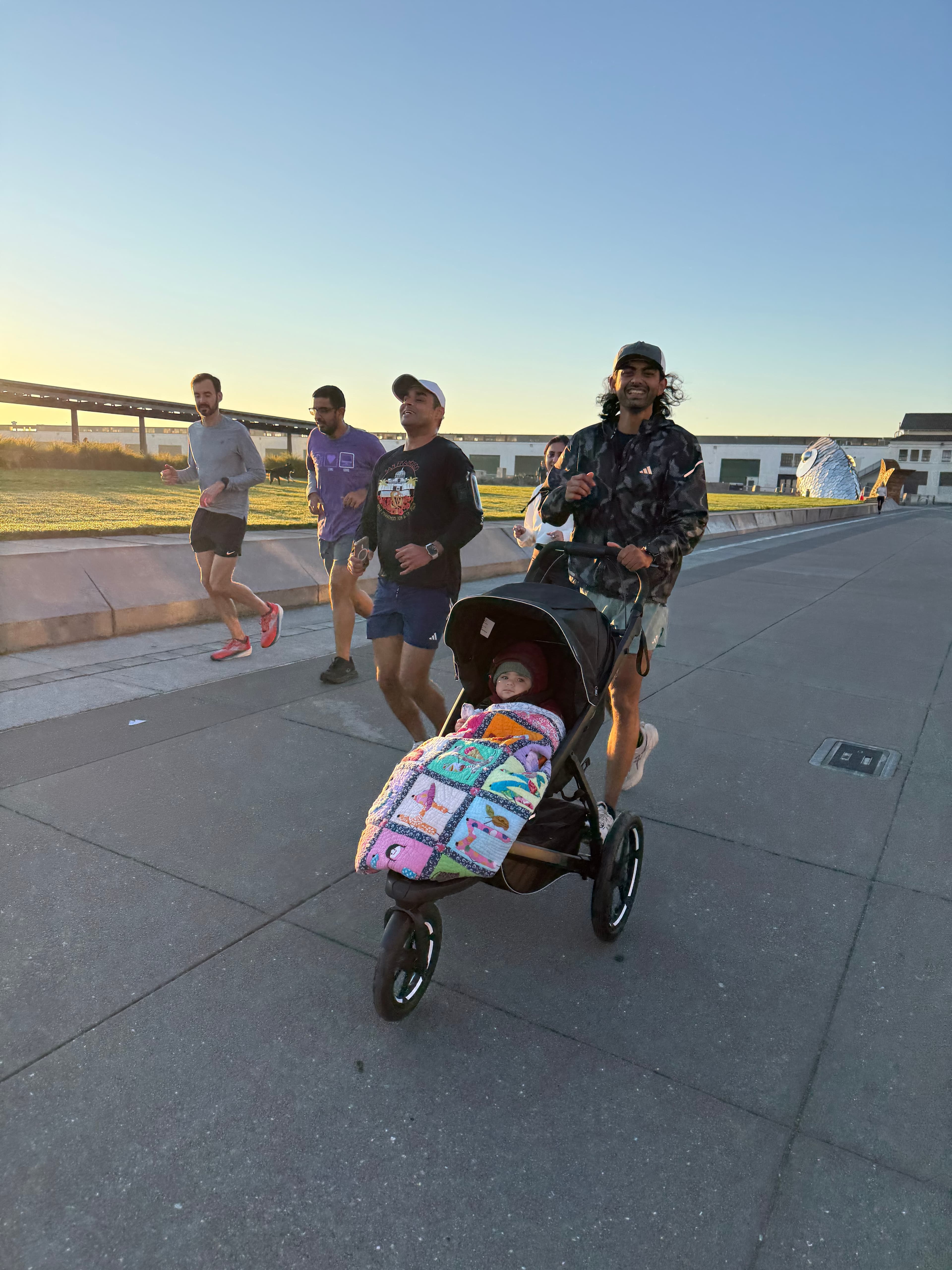 Sid pushing a stroller on the run