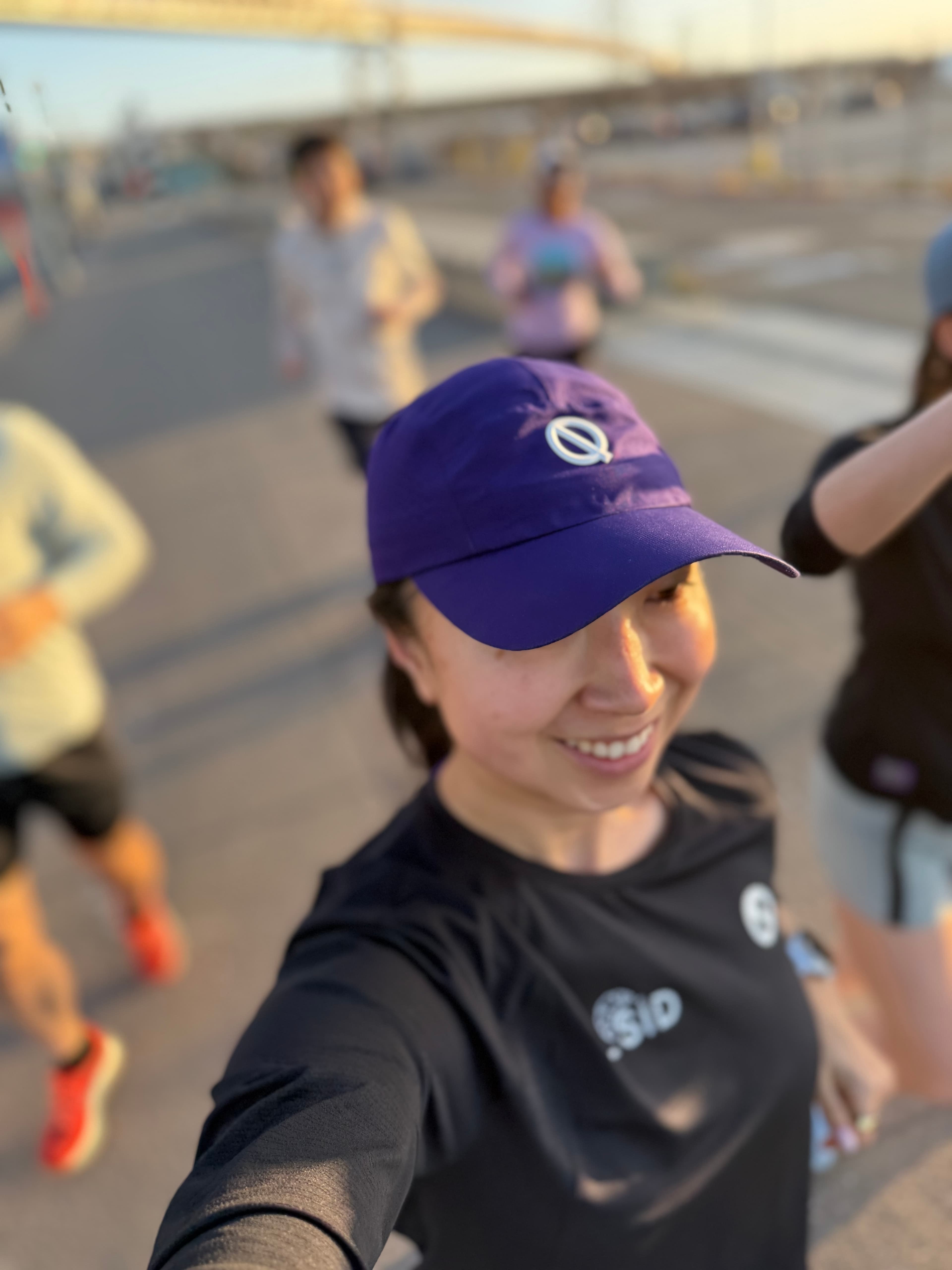 Running selfie with Bay Bridge