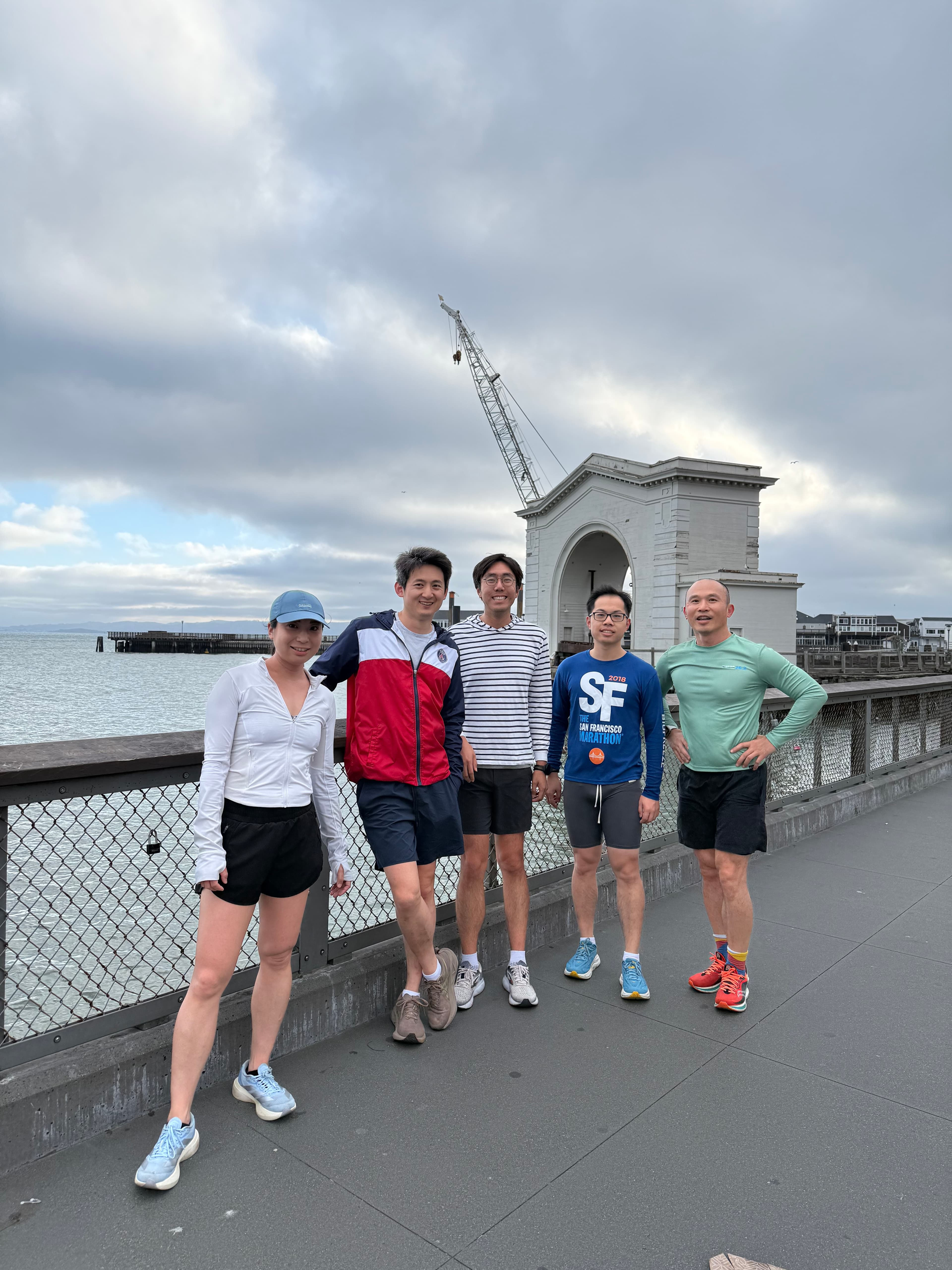 Crew on the Bay Bridge walkway