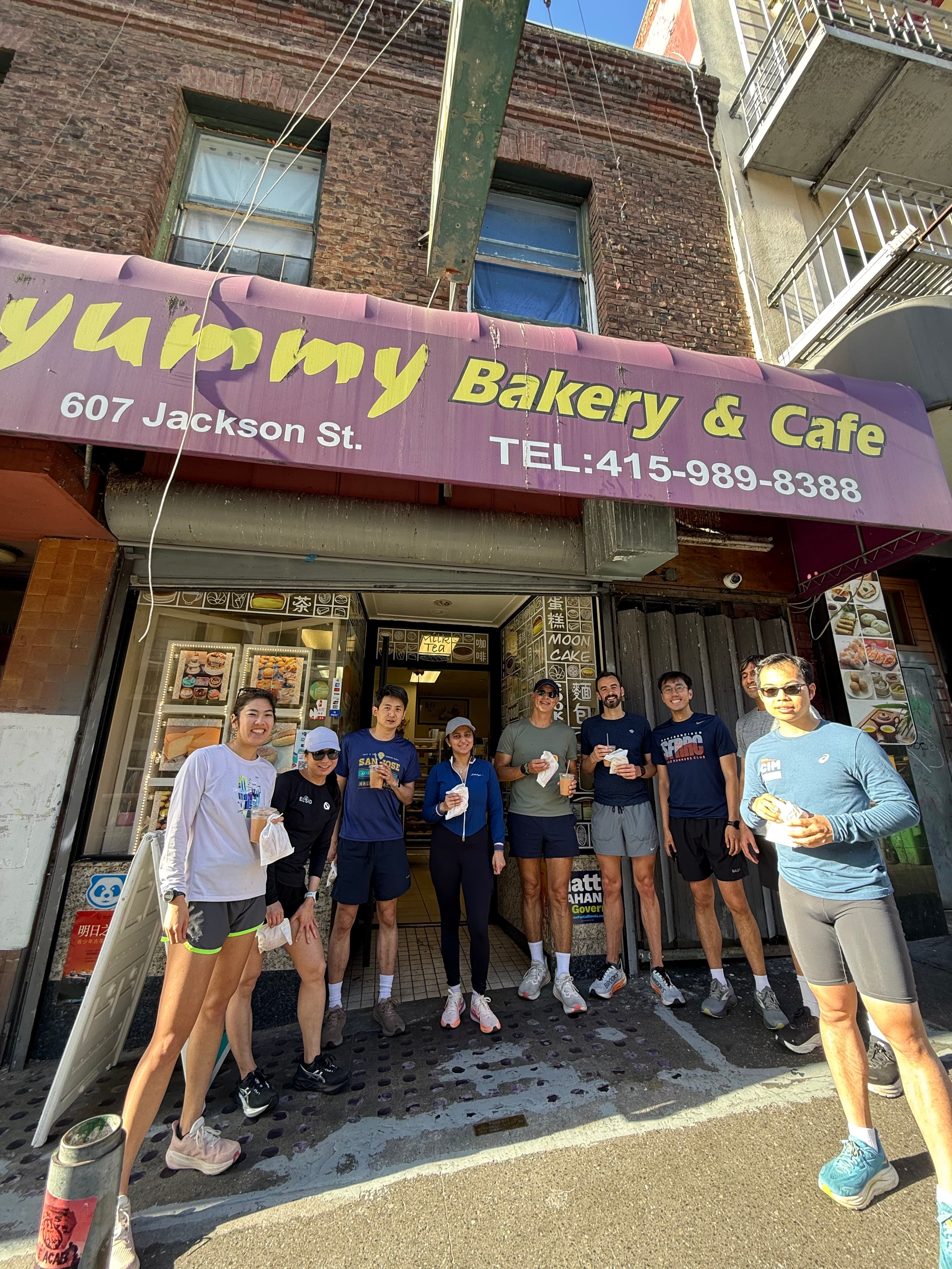 Full crew outside Yummy Bakery in Chinatown